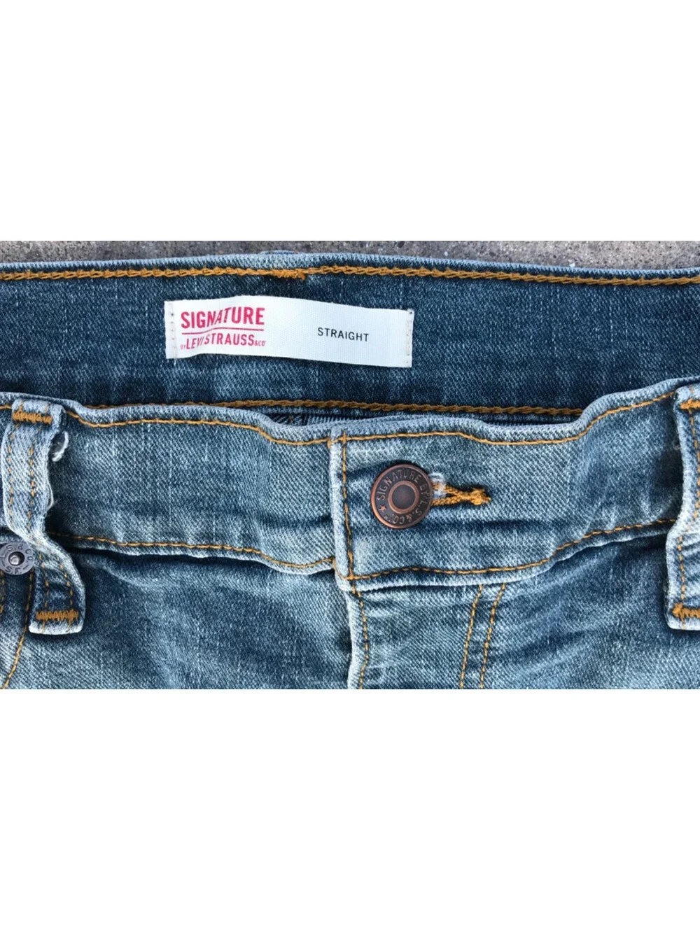 Signature by Levi Strauss & Co Jeans Men 38x32 Blue Denim Straight Faded Stretch